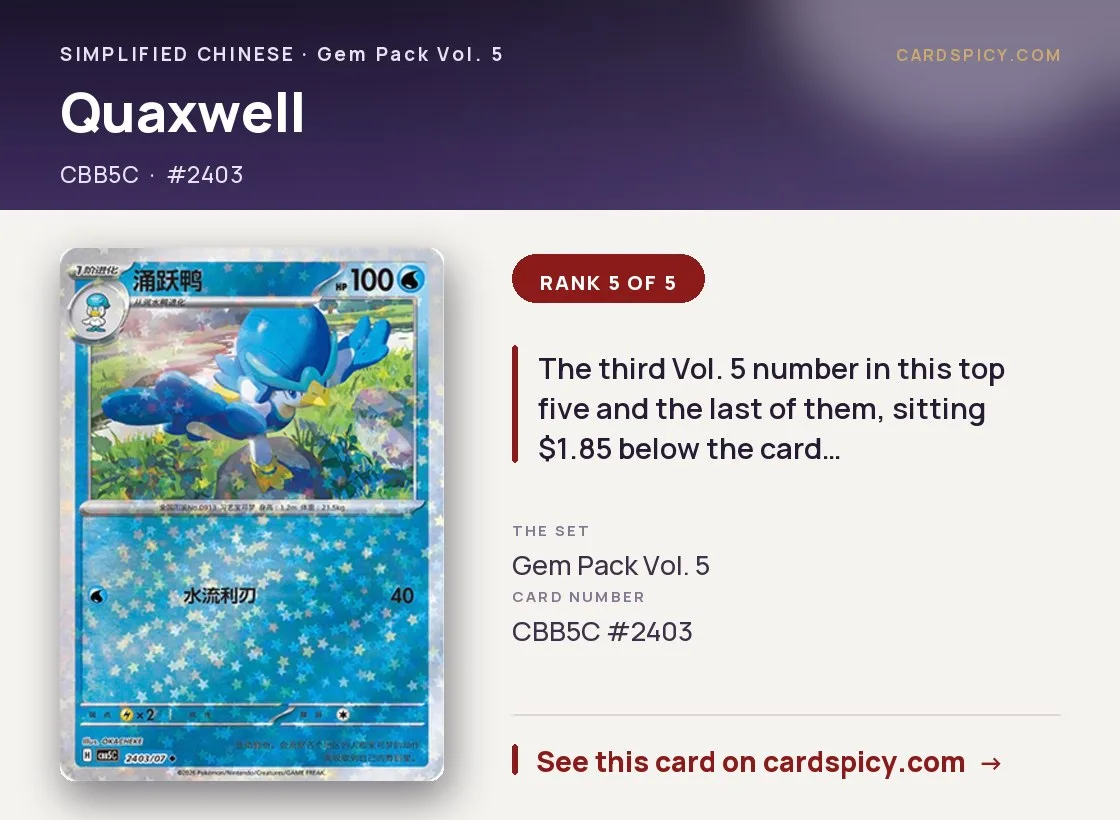 Quaxwell — Gem Pack 5, Simplified Chinese Pokemon card