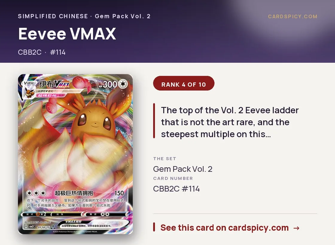 Eevee VMAX — Gem Pack 2, Simplified Chinese Pokemon card