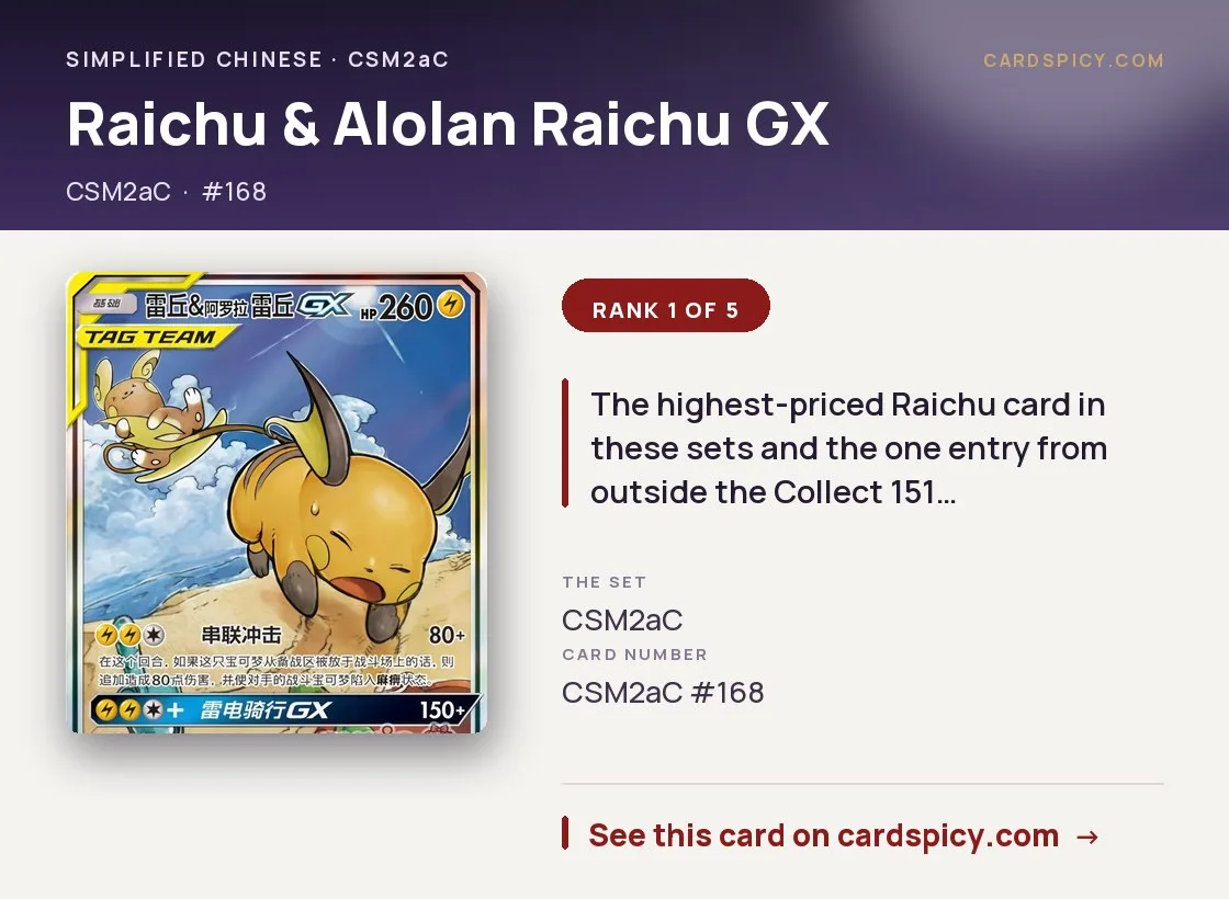 Raichu & Alolan Raichu GX, Simplified Chinese Pokemon card
