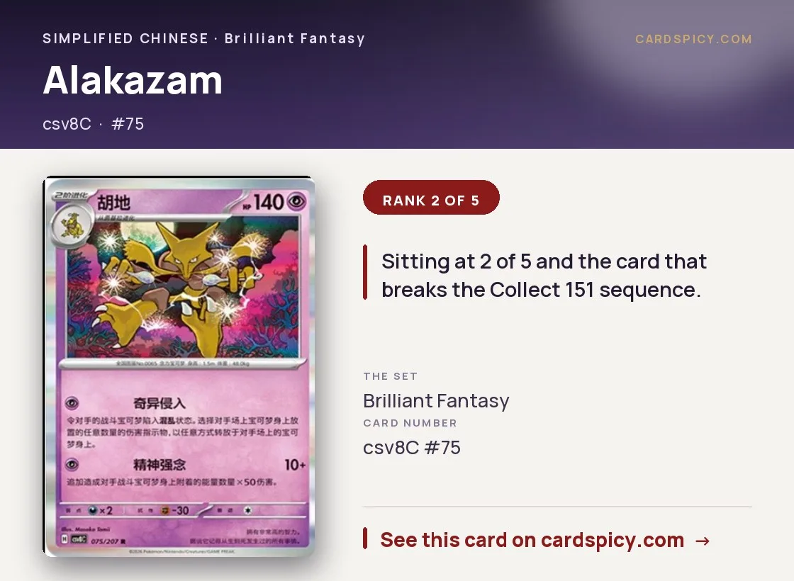 Alakazam, Simplified Chinese Pokemon card