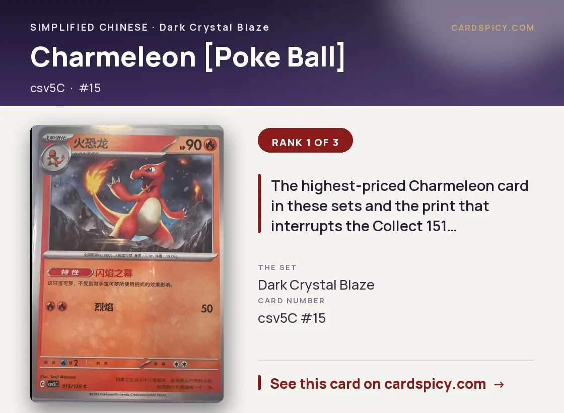 Charmeleon, Simplified Chinese Pokemon card
