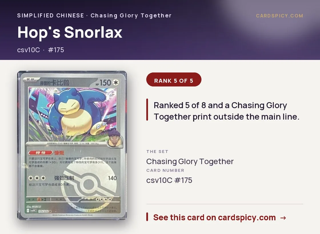 Hop's Snorlax, Simplified Chinese Pokemon card