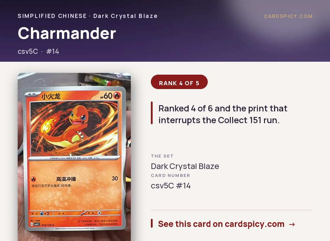 Charmander, Simplified Chinese Pokemon card