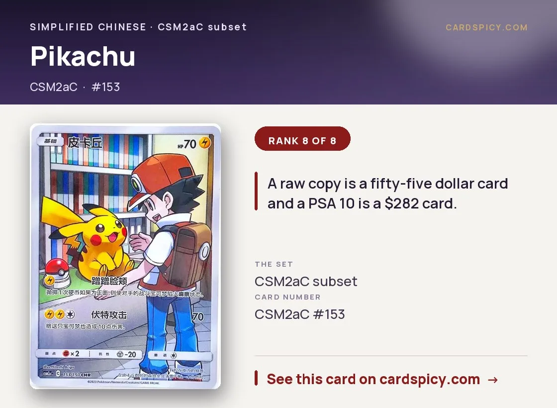Pikachu, Simplified Chinese Pokemon card