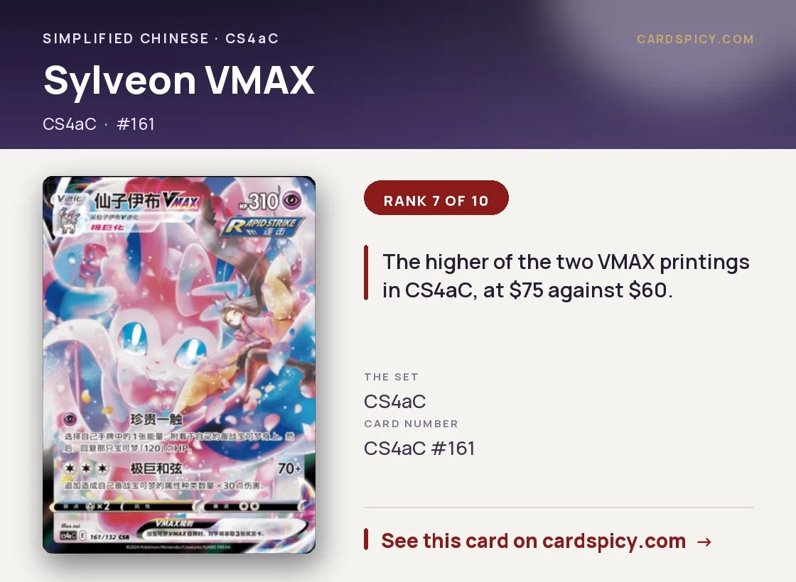 Sylveon VMAX, Simplified Chinese Pokemon card