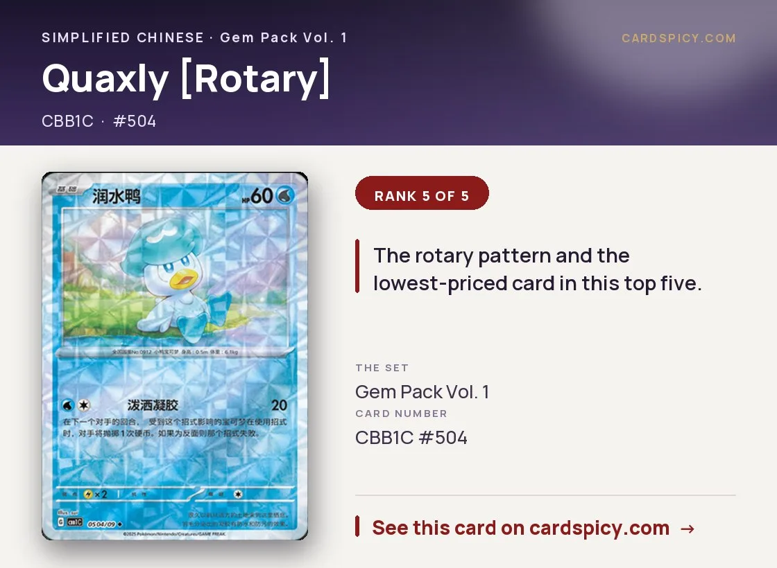 Quaxly [Rotary] — Gem Pack, Simplified Chinese Pokemon card