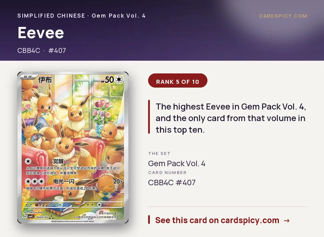 Eevee — Gem Pack 4, Simplified Chinese Pokemon card