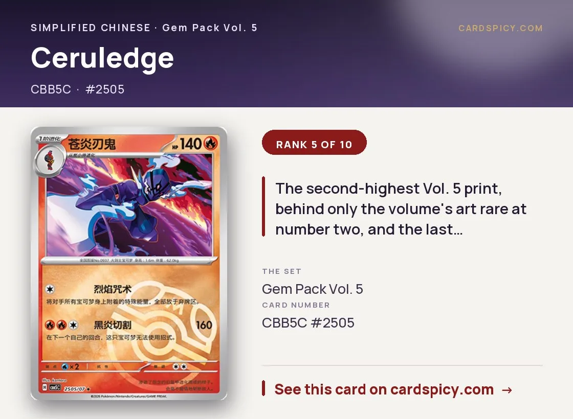 Ceruledge — Gem Pack 5, Simplified Chinese Pokemon card