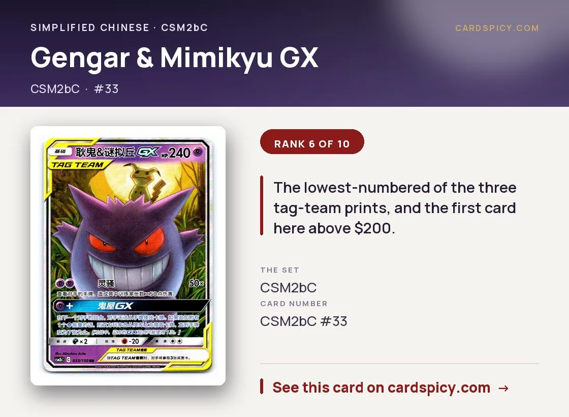 Gengar & Mimikyu GX, Simplified Chinese Pokemon card