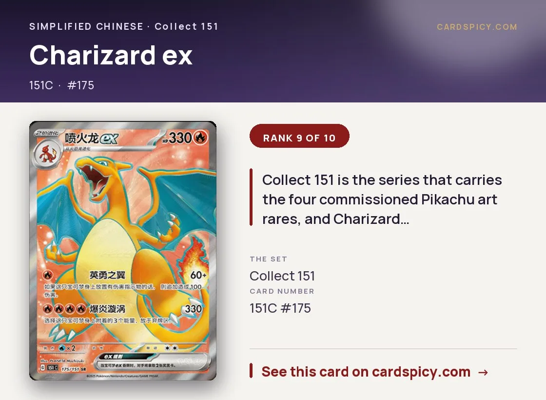 Charizard ex — 151 Collect, Simplified Chinese Pokemon card