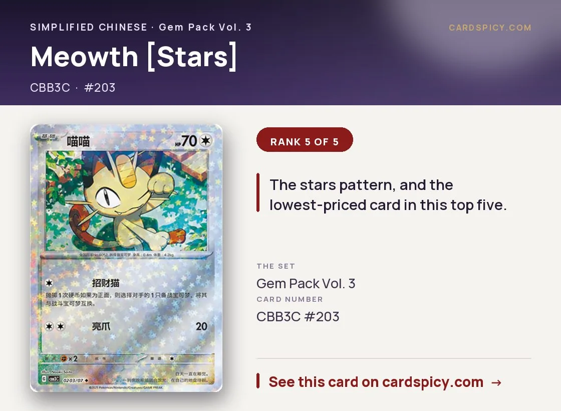 Meowth [Stars] — Gem Pack 3, Simplified Chinese Pokemon card