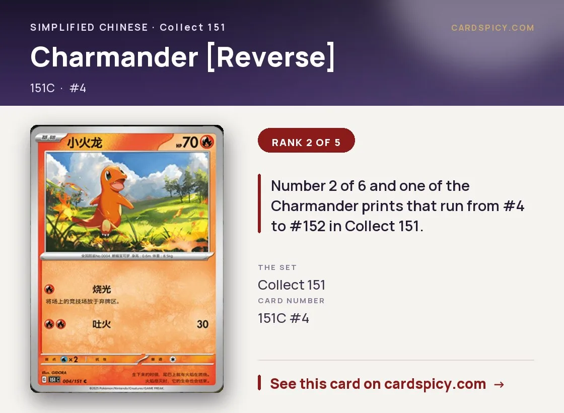 Charmander — 151 Collect, Simplified Chinese Pokemon card