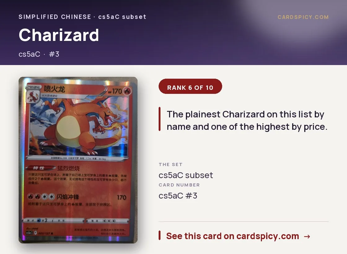 Charizard, Simplified Chinese Pokemon card