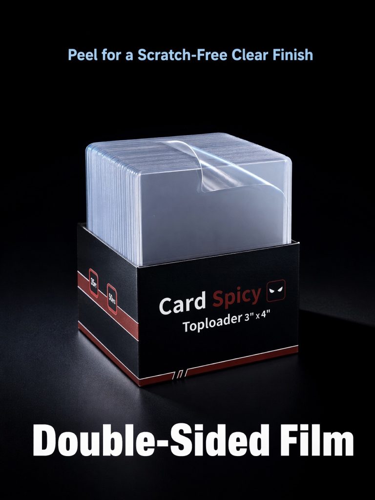 Peel-off film for a scratch-free clear finish on a rigid card holder