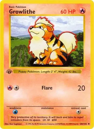 Growlithe [1st Edition], English Pokemon card