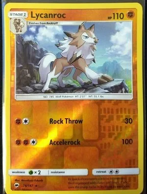 Lycanroc [Reverse Holo], English Pokemon card