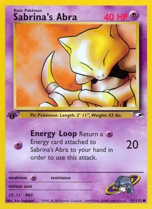 Sabrina's Abra [1st Edition], English Pokemon card