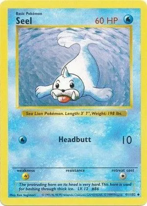 Seel [Shadowless], English Pokemon card
