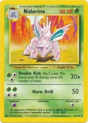 Nidorino, English Pokemon card