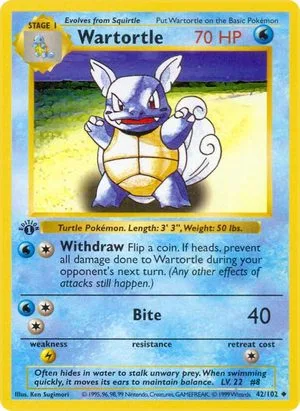 Wartortle [1st Edition], English Pokemon card