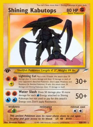 Shining Kabutops [1st Edition], English Pokemon card