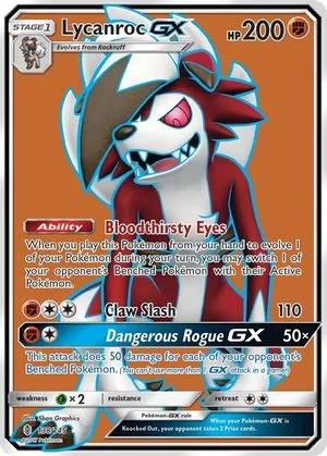 Lycanroc GX, English Pokemon card