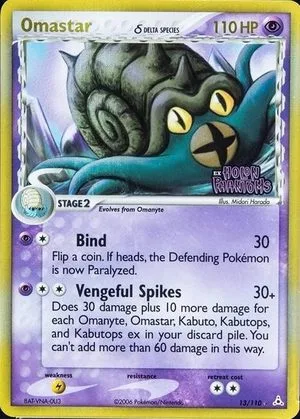 Omastar [Reverse Holo], English Pokemon card