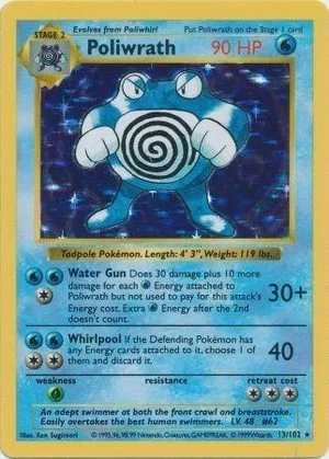 Poliwrath [Shadowless], English Pokemon card