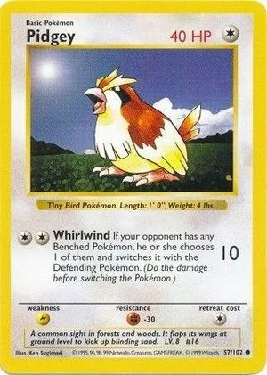 Pidgey [Shadowless], English Pokemon card