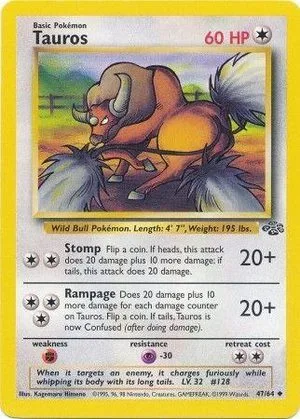 Tauros, English Pokemon card