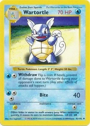 Wartortle [Shadowless], English Pokemon card