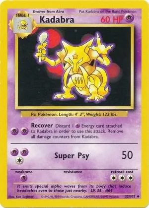 Kadabra, English Pokemon card