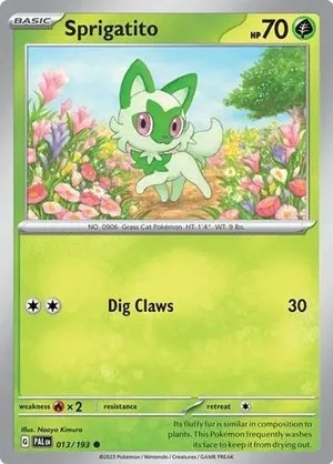 Sprigatito [Holo], English Pokemon card