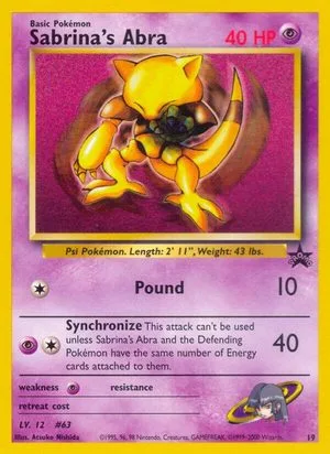 Sabrina's Abra, English Pokemon card
