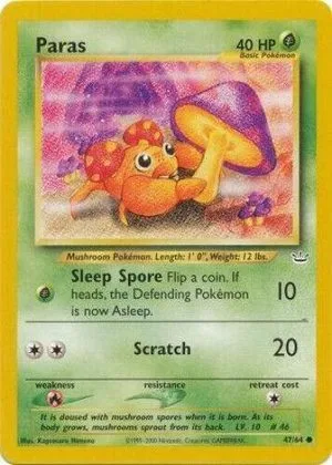 Paras, English Pokemon card