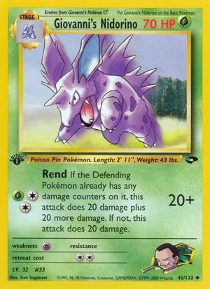 Giovanni's Nidorino [1st Edition], English Pokemon card