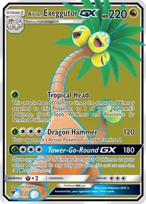 Alolan Exeggutor GX, English Pokemon card