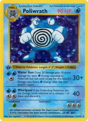 Poliwrath [1st Edition], English Pokemon card
