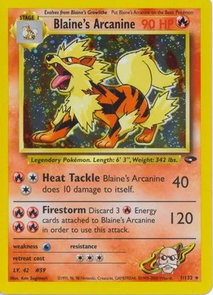 Blaine's Arcanine, English Pokemon card