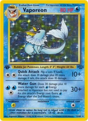 Vaporeon [1st Edition], English Pokemon card