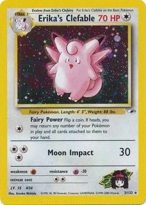 Erika's Clefable, English Pokemon card