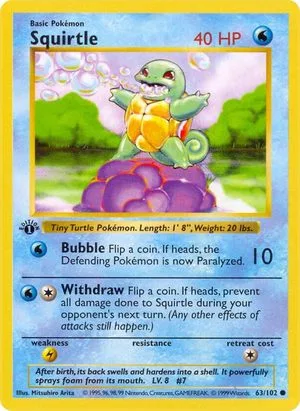 Squirtle [1st Edition], English Pokemon card
