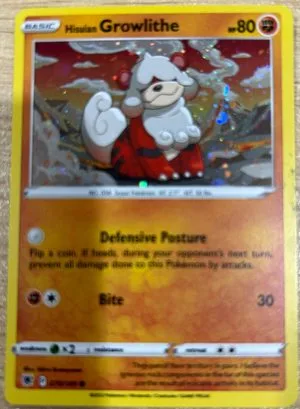 Hisuian Growlithe [Holo], English Pokemon card