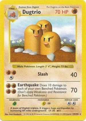 Dugtrio [Shadowless], English Pokemon card