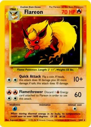 Flareon [No Symbol], English Pokemon card