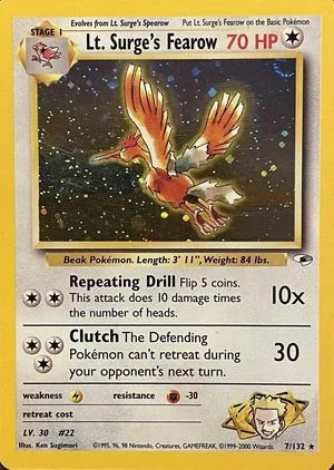 Lt. Surge's Fearow, English Pokemon card