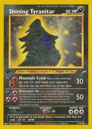 Shining Tyranitar [1st Edition], English Pokemon card