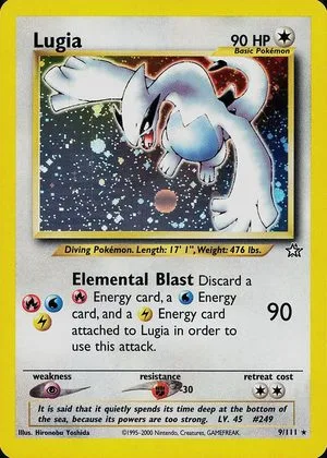 Lugia, English Pokemon card