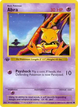 Abra [1st Edition], English Pokemon card