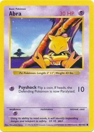 Abra [Shadowless], English Pokemon card